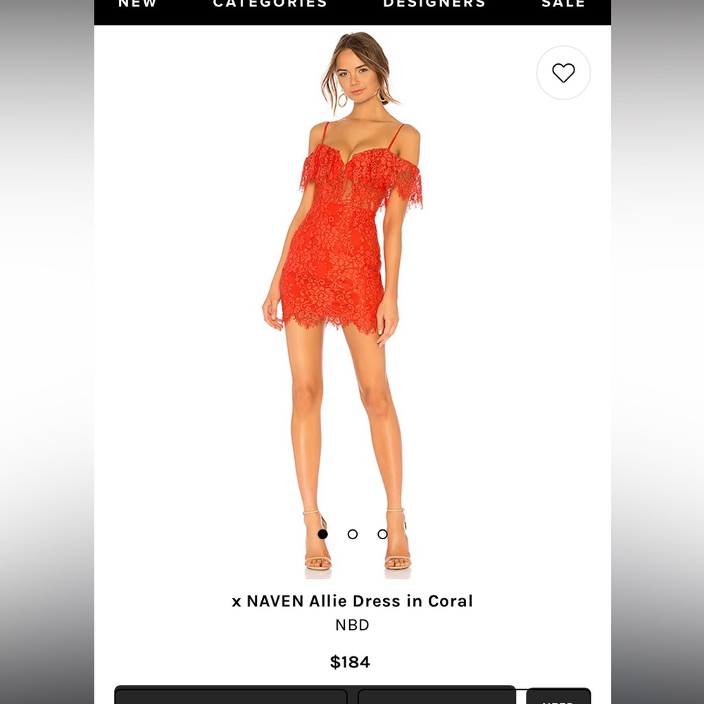 revolve x naven allie dress - coral lace mini dress